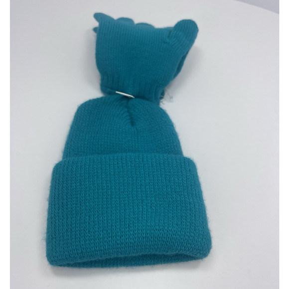 Magic Knits Vintage Kids Winter Hat Gloves Set Blue OSFA Lycra Spandex Sears - Picture 7 of 8